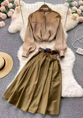 Two-Piece Cottagecore Shirt Vintage Victorian Skirt